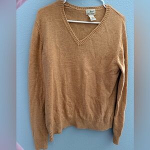 L.L. Bean Women’s Camel V-Neck Sweater Large